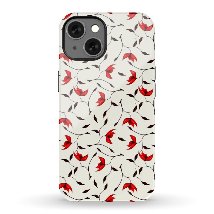 iPhone 13 StrongFit Beautiful Strange Red Flowers Pattern by Boriana Giormova