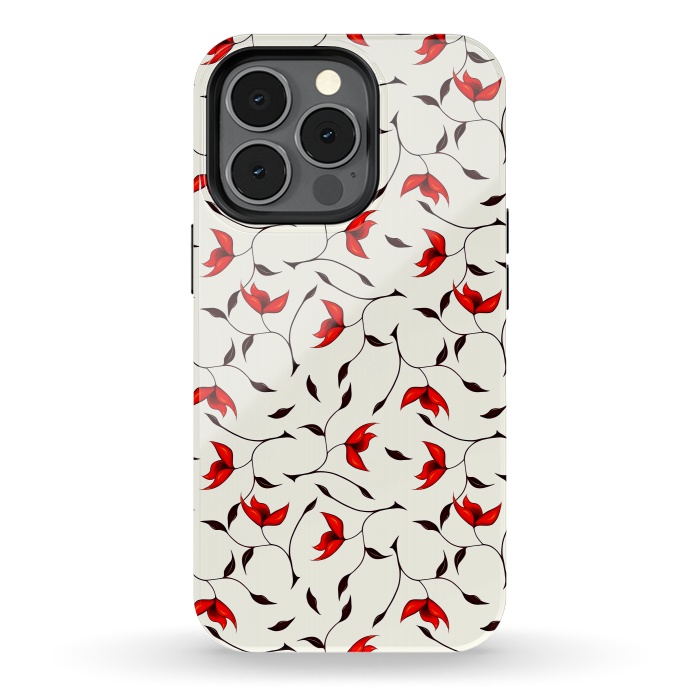 iPhone 13 pro StrongFit Beautiful Strange Red Flowers Pattern by Boriana Giormova