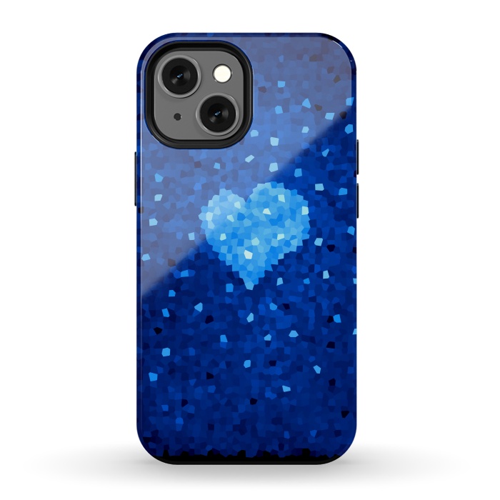 iPhone 13 mini StrongFit Winter Blue Crystal Heart by Boriana Giormova