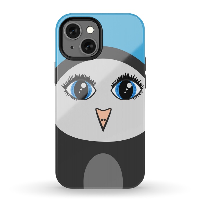 iPhone 13 mini StrongFit Cute Cartoon Geometric Penguin Face by Boriana Giormova