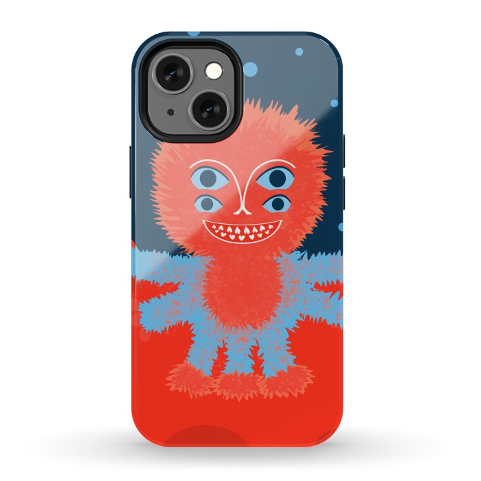 iPhone 13 mini StrongFit Cute Furry Cartoon Alien Character by Boriana Giormova