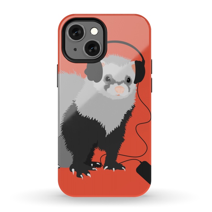 iPhone 13 mini StrongFit Funny Music Lover Ferret by Boriana Giormova