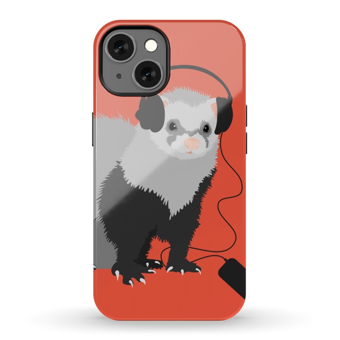 iPhone 13 StrongFit Funny Music Lover Ferret by Boriana Giormova