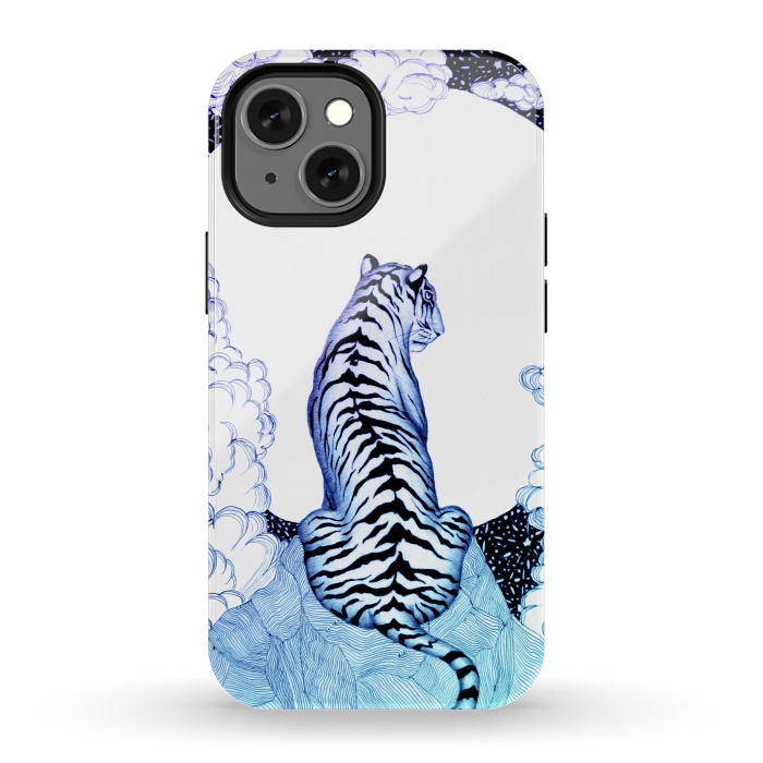 iPhone 13 mini StrongFit Ombre Tiger Moon by ECMazur 