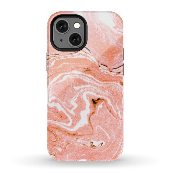 iPhone 13 mini StrongFit Coral Blush Marble by Uma Prabhakar Gokhale
