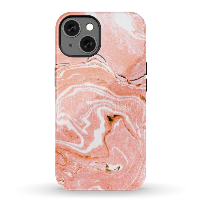 iPhone 13 StrongFit Coral Blush Marble by Uma Prabhakar Gokhale