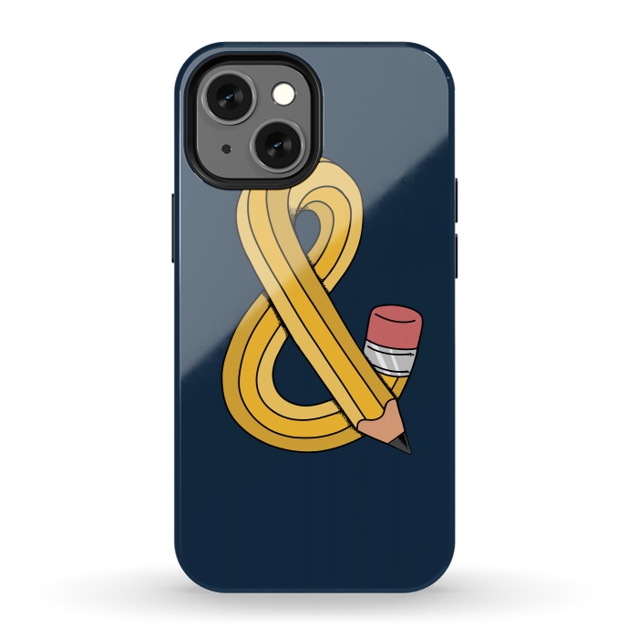 iPhone 13 mini StrongFit Ampersand pencil blue by Coffee Man