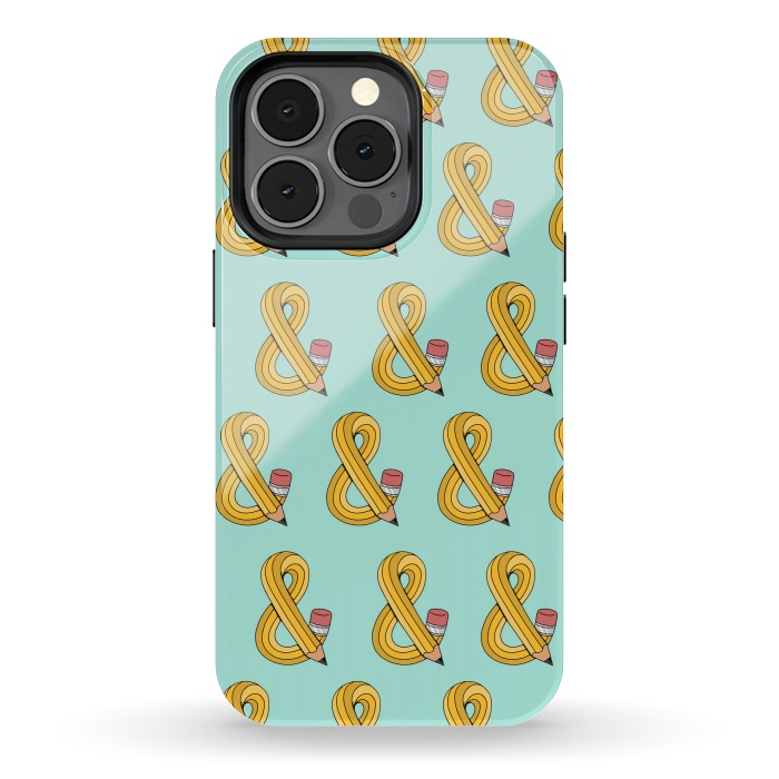 iPhone 13 pro StrongFit Ampersand Pencil Pattern Green by Coffee Man