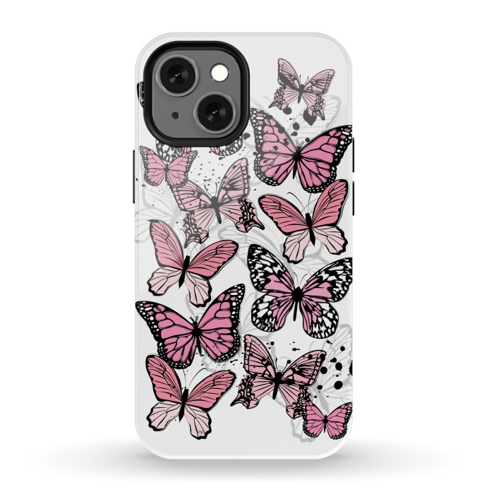 iPhone 13 mini StrongFit Stylish Pink Butterflies by Martina
