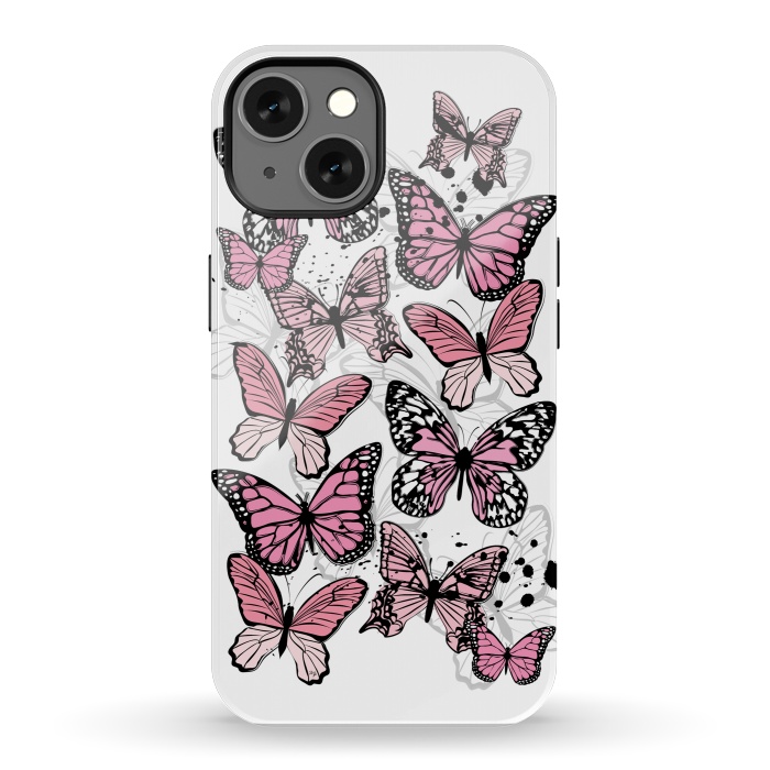 iPhone 13 StrongFit Stylish Pink Butterflies by Martina