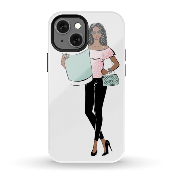 iPhone 13 mini StrongFit Girl with a big coffee cup by Martina