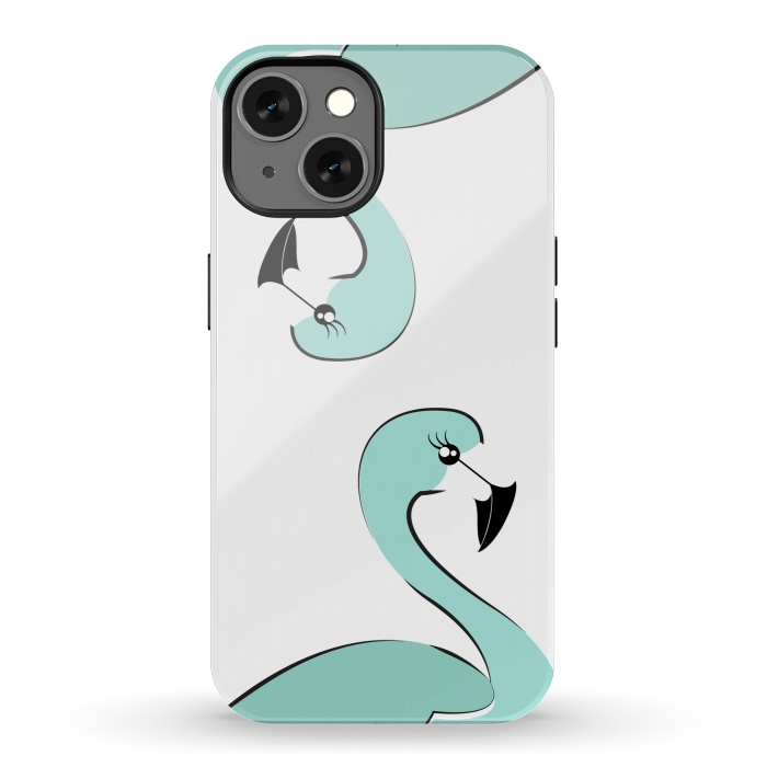 iPhone 13 StrongFit Mint Flamingo by Martina