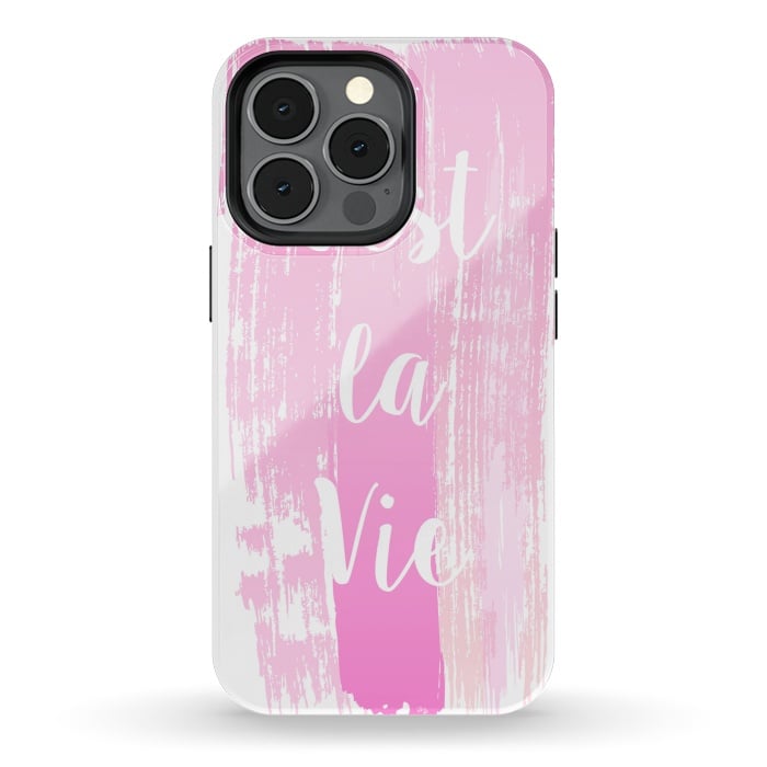 iPhone 13 pro StrongFit C'est la vie pink watercolour by Martina