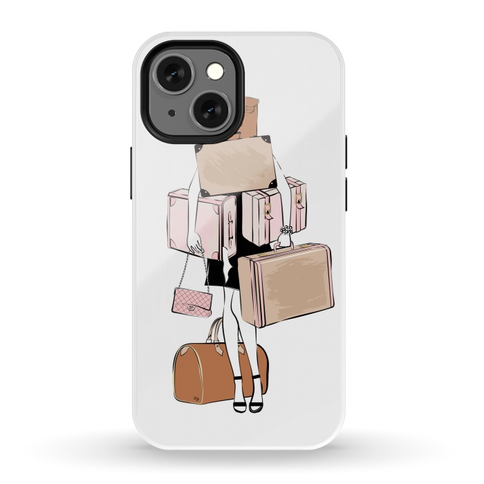 iPhone 13 mini StrongFit Woman with luggage by Martina