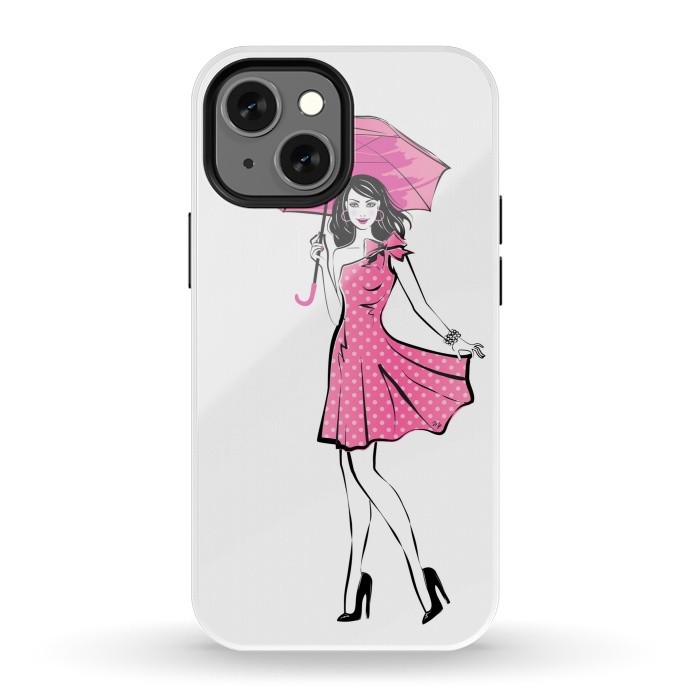 iPhone 13 mini StrongFit Pretty girl with umbrella by Martina