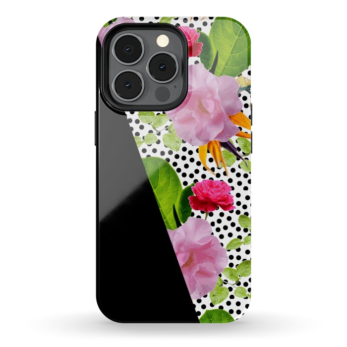 iPhone 13 pro StrongFit Dark Floral Polka by Zala Farah