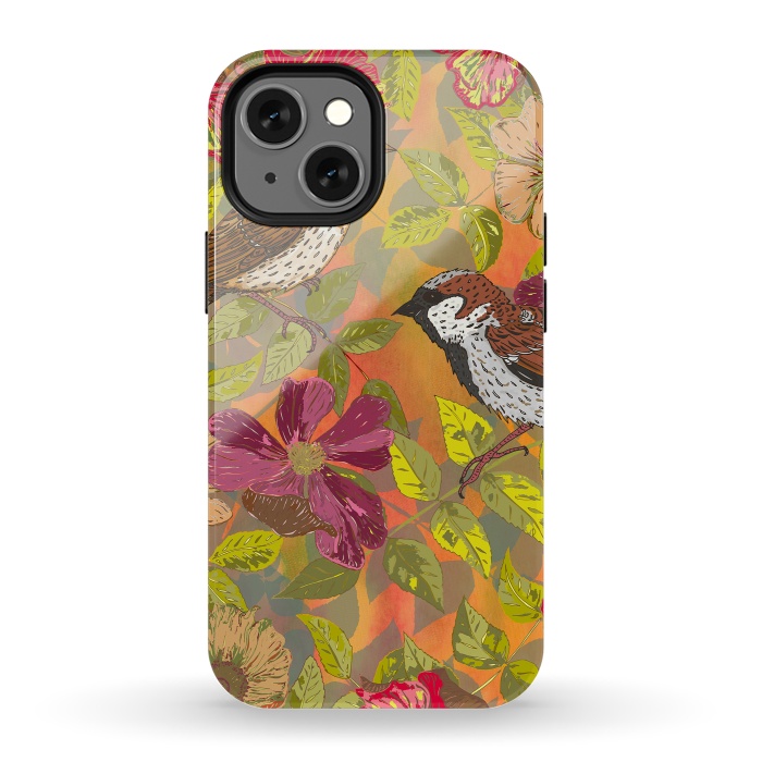 iPhone 13 mini StrongFit Sparrow and Wild Rose by Lotti Brown