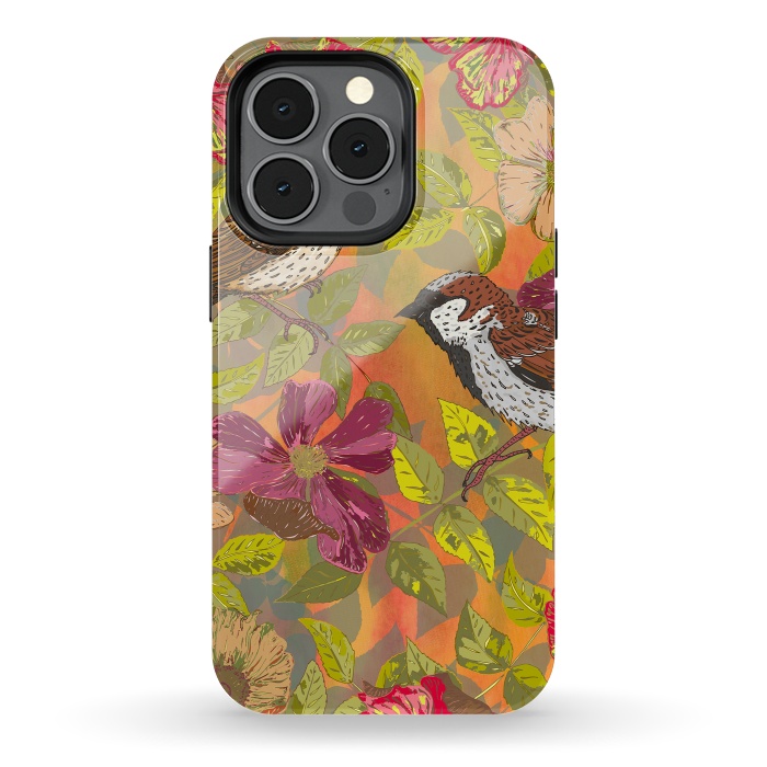 iPhone 13 pro StrongFit Sparrow and Wild Rose by Lotti Brown