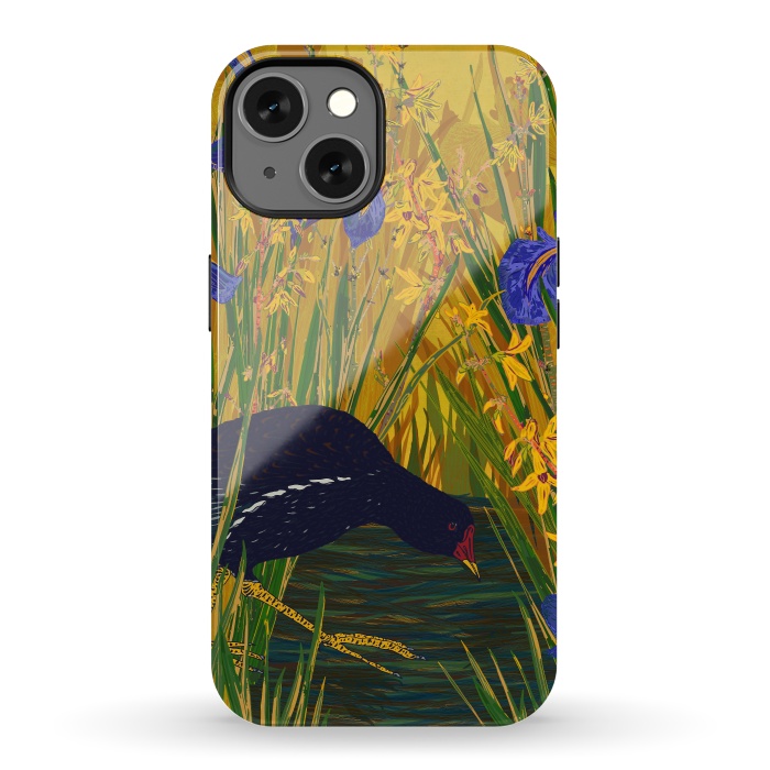 iPhone 13 StrongFit Moorhen and Iris by Lotti Brown