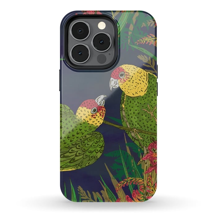 iPhone 13 pro StrongFit Parakeets in Paradise by Lotti Brown