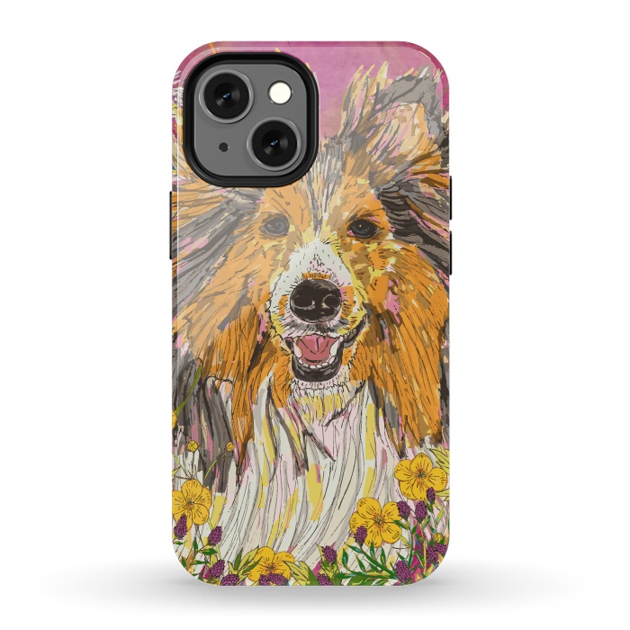 iPhone 13 mini StrongFit Shetland Sheepdog (Sheltie) by Lotti Brown