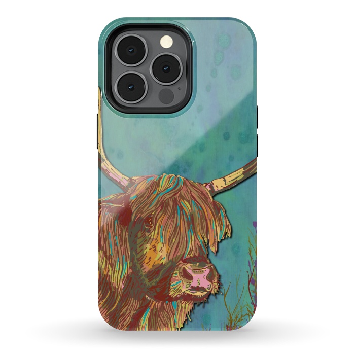 iPhone 13 pro StrongFit Highland Cow by Lotti Brown