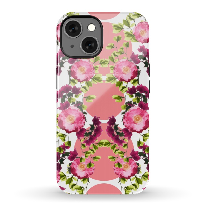 iPhone 13 StrongFit Symmetrical Pink Floral Print by Zala Farah