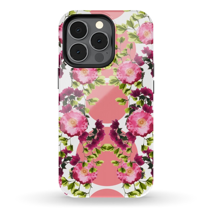 iPhone 13 pro StrongFit Symmetrical Pink Floral Print by Zala Farah