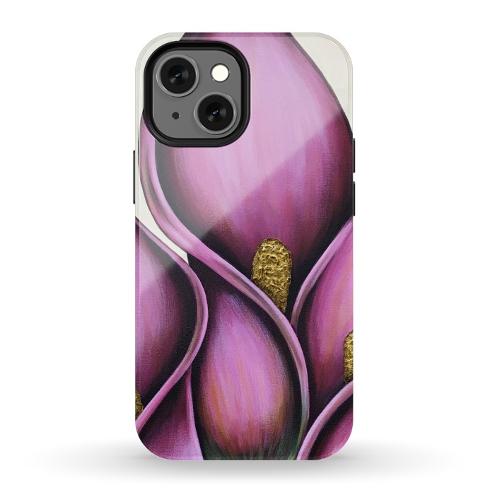 iPhone 13 mini StrongFit Pink Calla Lilies by Denise Cassidy Wood
