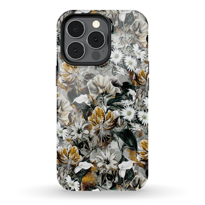 iPhone 13 pro StrongFit Floral Gold by Riza Peker