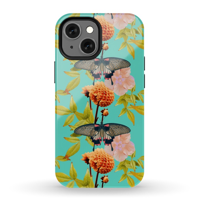 iPhone 13 mini StrongFit Tropical Butterfly Garden by Zala Farah