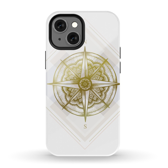 iPhone 13 mini StrongFit Golden Compass by Barlena