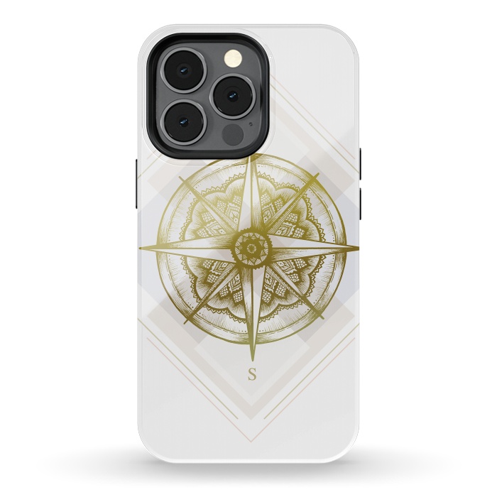 iPhone 13 pro StrongFit Golden Compass by Barlena