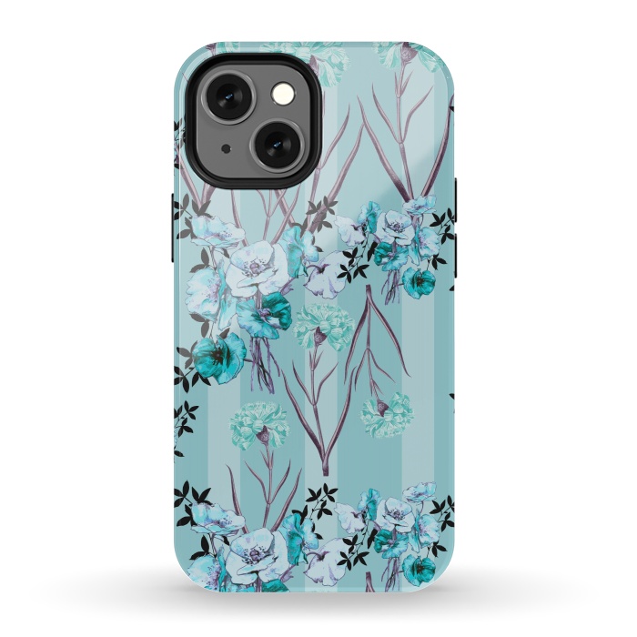 iPhone 13 mini StrongFit Floral Love X (Blue) by Zala Farah