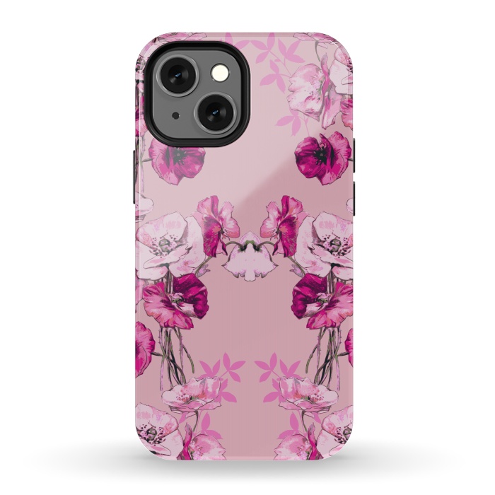 iPhone 13 mini StrongFit Dramatic Florals (Pink) by Zala Farah