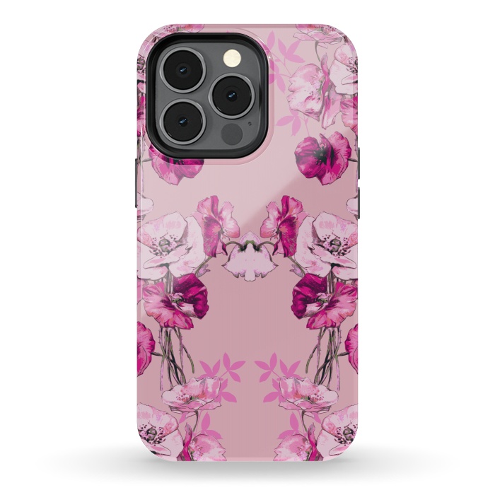iPhone 13 pro StrongFit Dramatic Florals (Pink) by Zala Farah
