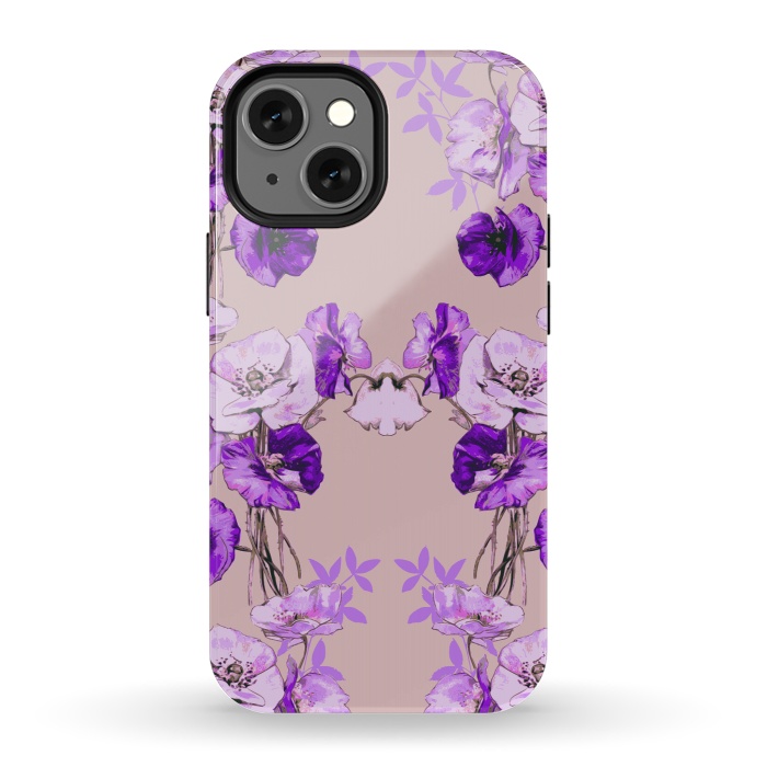 iPhone 13 mini StrongFit Dramatic Florals (Purple) by Zala Farah