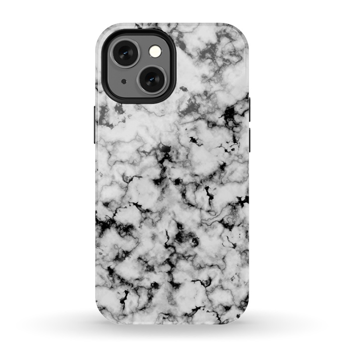 iPhone 13 mini StrongFit Black and White Marble by CatJello