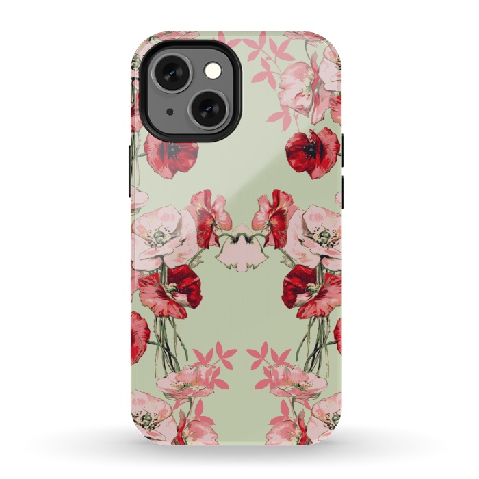 iPhone 13 mini StrongFit Dramatic Florals (Red) by Zala Farah