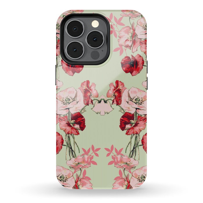 iPhone 13 pro StrongFit Dramatic Florals (Red) by Zala Farah