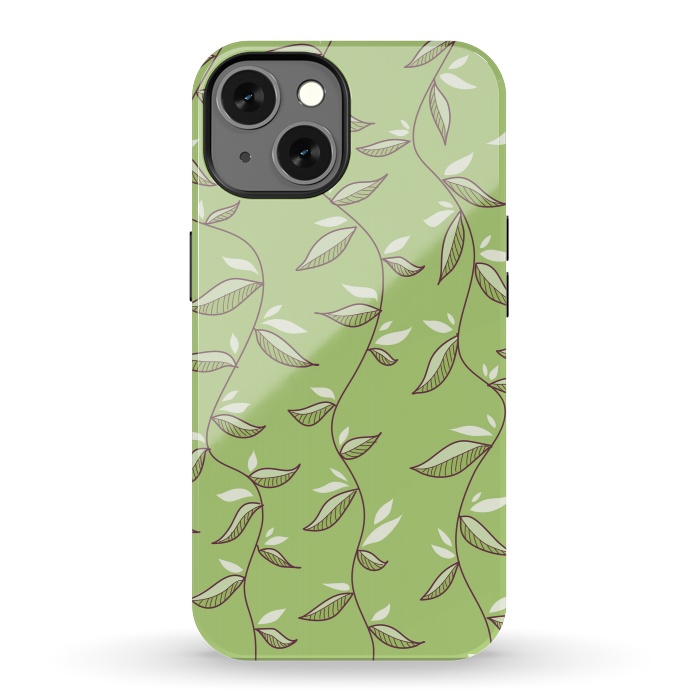 iPhone 13 StrongFit Green Leaves And Lianas Pattern by Boriana Giormova