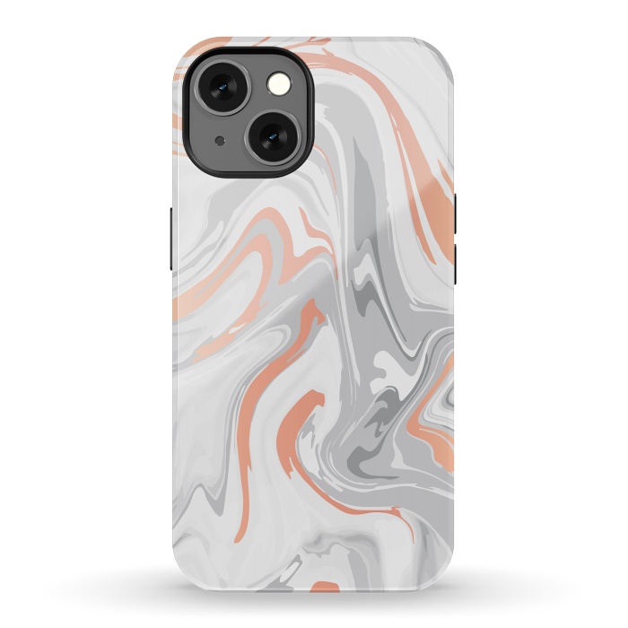 iPhone 13 StrongFit Liquid White Marble and Copper 017 by Jelena Obradovic