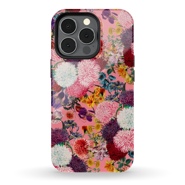 iPhone 13 pro StrongFit Floral Pink Pattern by Burcu Korkmazyurek