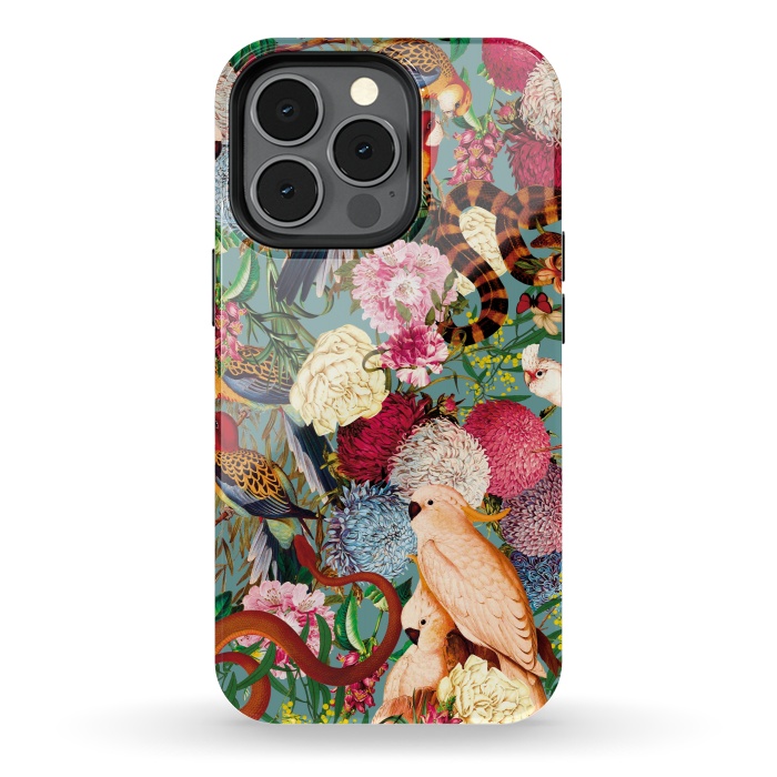 iPhone 13 pro StrongFit Floral and Animals pattern by Burcu Korkmazyurek