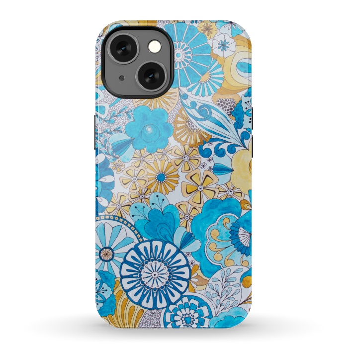 iPhone 13 StrongFit Seventies Psychedelic Blooms by Paula Ohreen