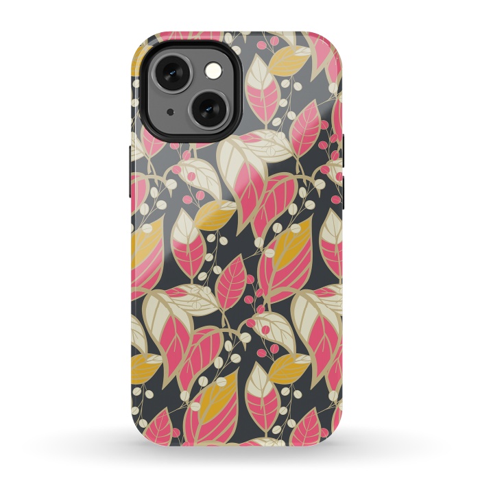 iPhone 13 mini StrongFit Seamless floral pattern with hand drawn leaves 002 by Jelena Obradovic