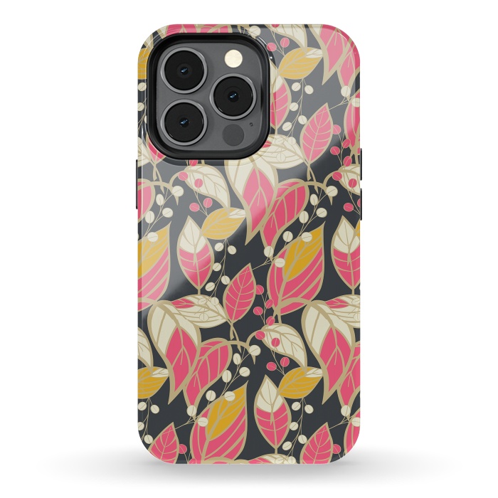 iPhone 13 pro StrongFit Seamless floral pattern with hand drawn leaves 002 by Jelena Obradovic
