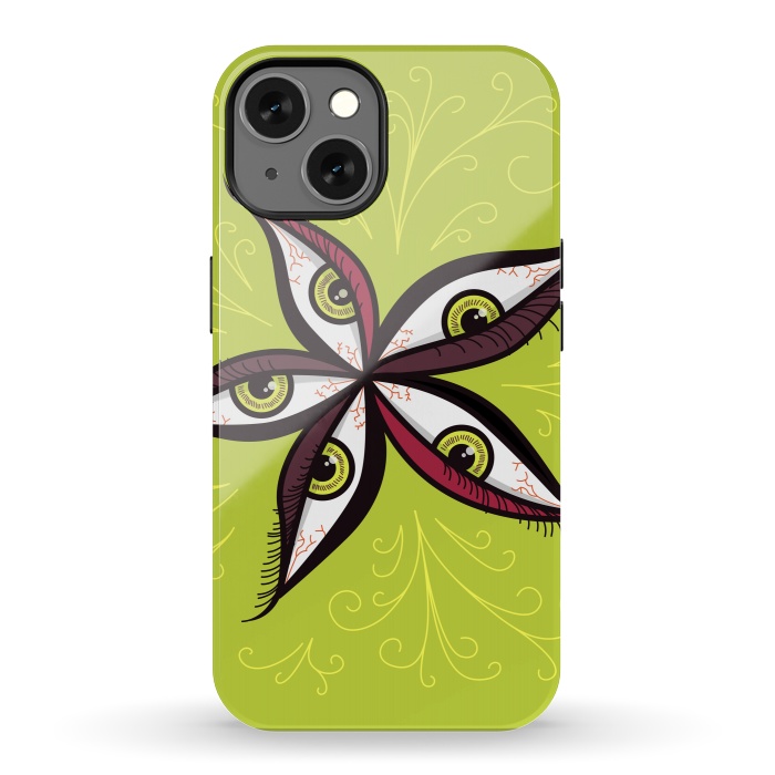 iPhone 13 StrongFit Weird Abstract Green Eyes Flower by Boriana Giormova