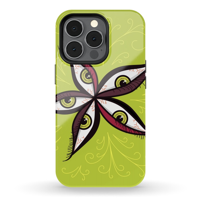 iPhone 13 pro StrongFit Weird Abstract Green Eyes Flower by Boriana Giormova