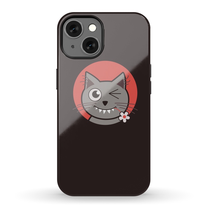 iPhone 13 StrongFit Cute Winking Kitty Cat by Boriana Giormova